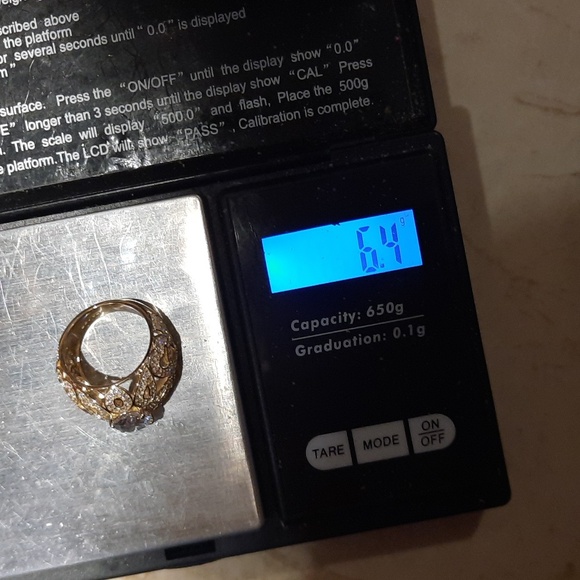 Genuine solid 14k yellow gold over sterling silver cocktail CZ Dome ring 5.25 - Picture 5 of 5